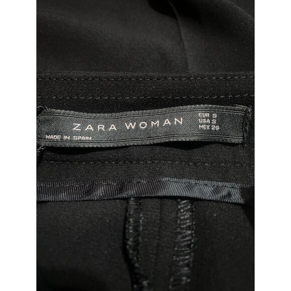 Zara Woman High Waist Wide Leg Trousers Black Pants Button Snaps Size Small NWT - Picture 6 of 8